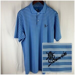 F&G Tech Mens Large Striped Golf Polo Shirt Blue White Southern Hills